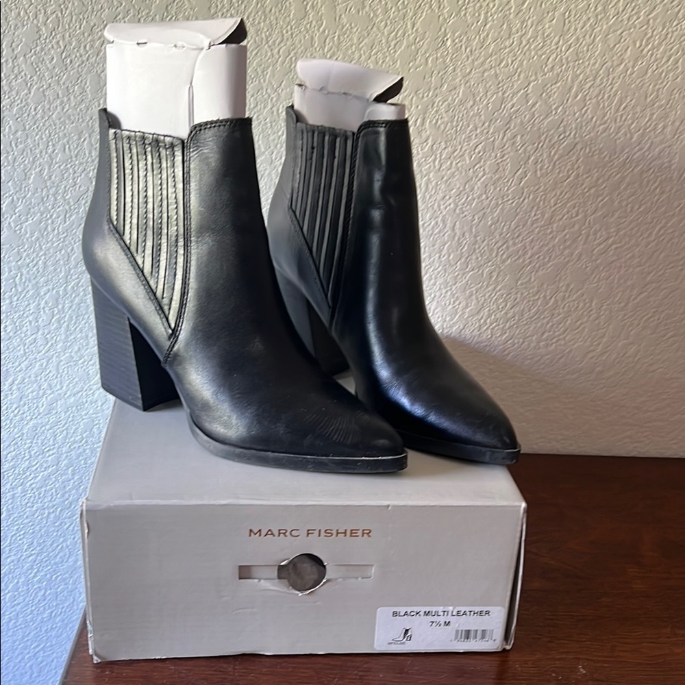 Marc Fisher Black Leather Booties
